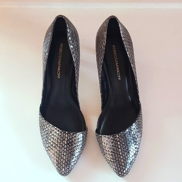 Rebecca Minkoff " Brie" D'orsay pumps, Charcoal snake print Size 10 - Picture 5 of 13